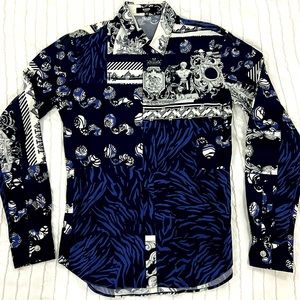Versace Versus Blue White Dress Shirt - 46